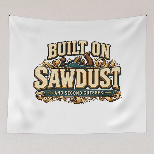 Item preview, Built on Sawdust – Funny Woodworking Quote designed and sold by FZ Designs.