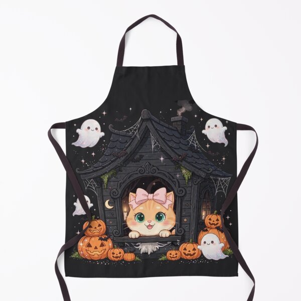 Item preview, Cute Cat in Haunted House Halloween Night designed and sold by Moody Vibes Studio.