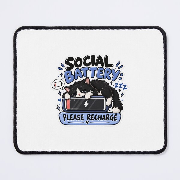 Item preview, Social Battery Please Recharge Cat designed and sold by CozyLittleChaos.