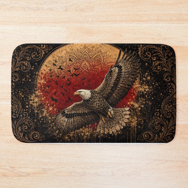 Item preview, Eagle Mandala Art | Bald Eagle Sacred Geometry | Black and Gold Animal Mandala | Ornamental Bird Wall Art | Spiritual Wildlife Design designed and sold by suryabumblee.