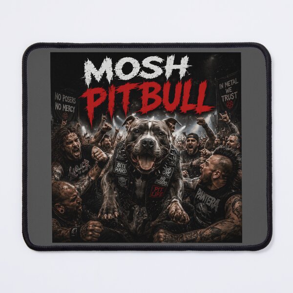 Item preview, Mosh Pit Bull Heavy Metal Dog Pun designed and sold by Hornace88studio.