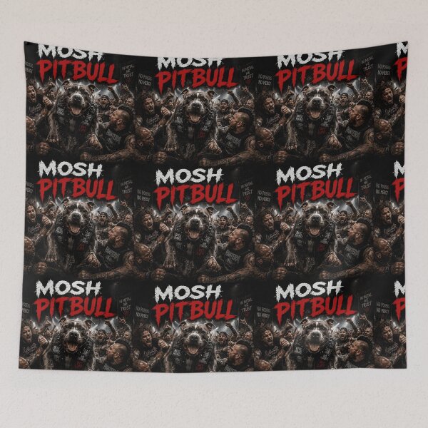 Item preview, Mosh Pit Bull Heavy Metal Dog Pun designed and sold by Hornace88studio.