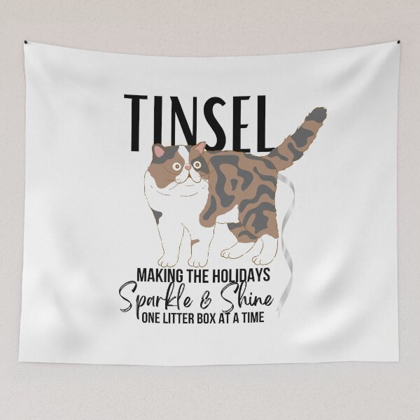 Item preview, Funny Christmas Cat Ate Tinsel to make the Holidays Sparkle & Shine designed and sold by SunandShade.