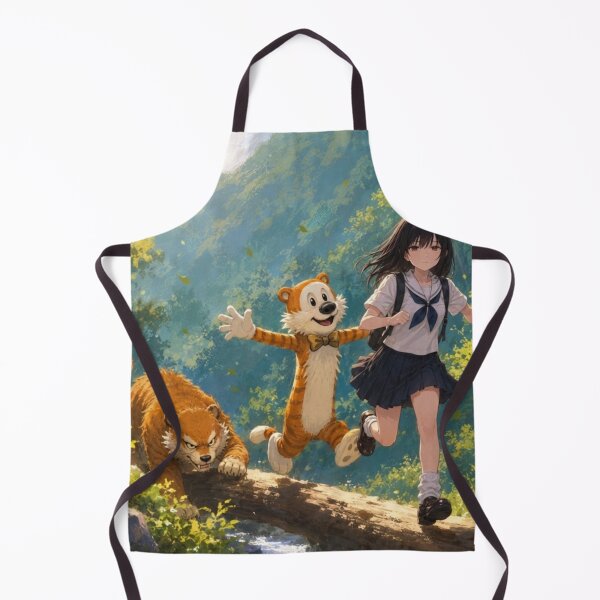 Item preview, Jungle Adventure - Anime Schoolgirl and Tiger Log Crossing Art designed and sold by BLUESKY11a.