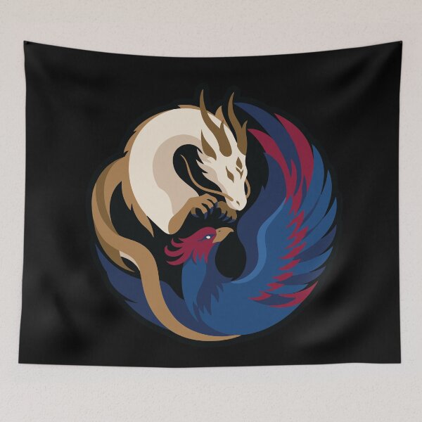 Item preview, Majestic Dragon And Phoenix Yin Yang Circular Emblem designed and sold by ZUMERI.