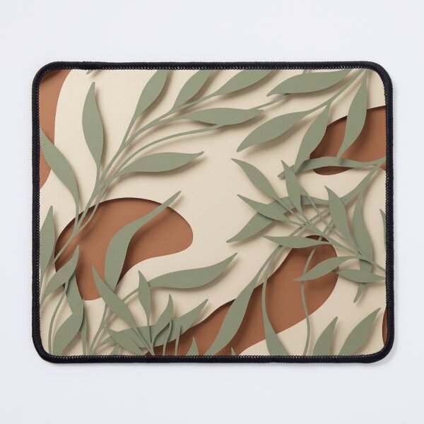 Item preview, Modern Paper Cut Green Leaves on Terracotta and Cream Abstract Shapes designed and sold by Zaramodo.