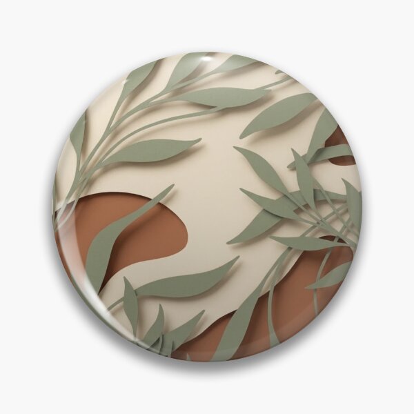 Item preview, Modern Paper Cut Green Leaves on Terracotta and Cream Abstract Shapes designed and sold by Zaramodo.