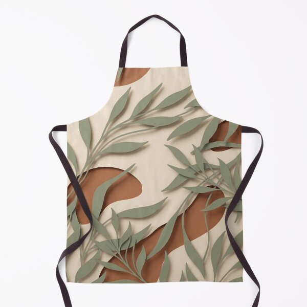 Item preview, Modern Paper Cut Green Leaves on Terracotta and Cream Abstract Shapes designed and sold by Zaramodo.
