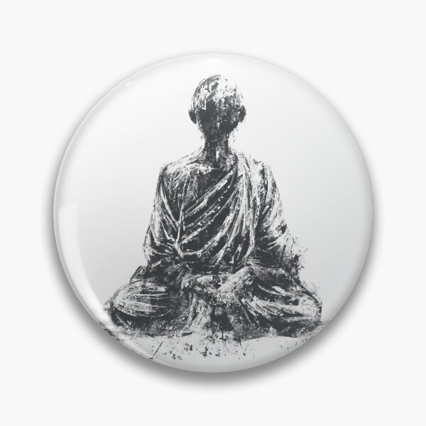 Item preview, Buddhist Monk Meditating Ink Wash Aesthetic Poster designed and sold by drTerrens.