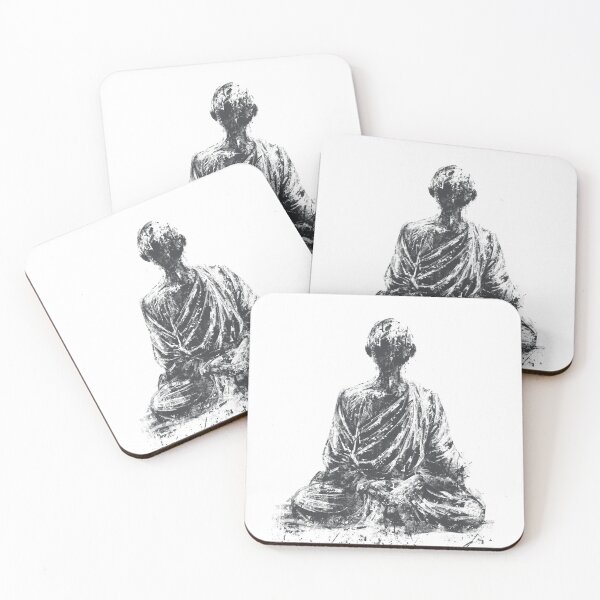 Item preview, Buddhist Monk Meditating Ink Wash Aesthetic Poster designed and sold by drTerrens.