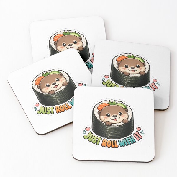 Item preview, Cute Sushi Otter Just Roll With It Kawaii Pun designed and sold by RareVisuals.