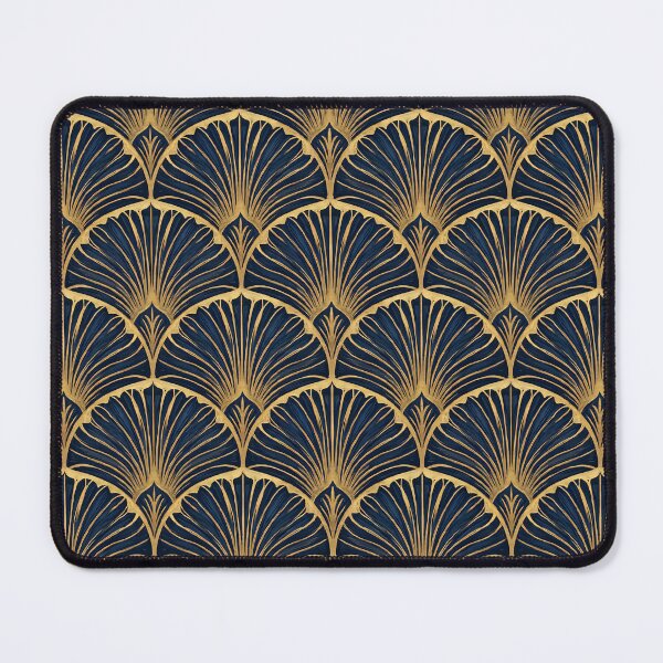 Item preview, Navy and Gold Art Deco Fan Geometric Pattern designed and sold by arteresting-art.
