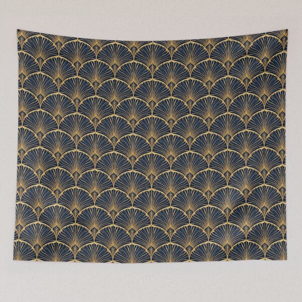 Item preview, Navy and Gold Art Deco Fan Geometric Pattern designed and sold by arteresting-art.