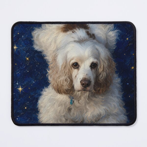 Item preview, Fluffy White Dog Under Starry Night Sky Oil Painting designed and sold by SellingWSarah17.