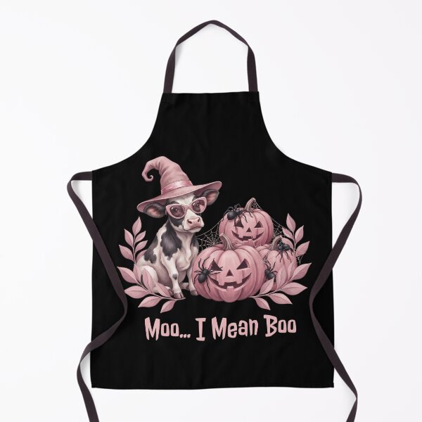 Item preview, Pinkoween Moo I Mean Boo Cow Witch Hat & Pumpkins designed and sold by MythicCotton.