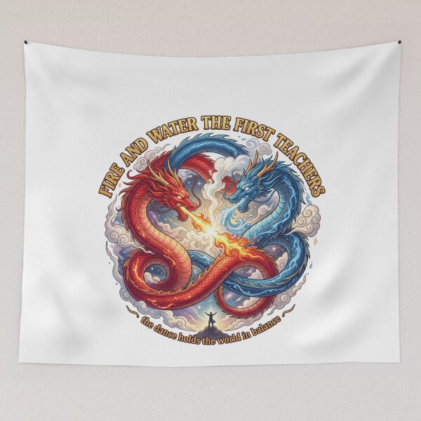 Item preview, Twin Dragons Fire Water Dance Eastern Mythical designed and sold by LunaMarkos.