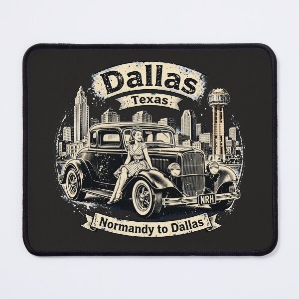 Item preview, Dallas Texas Vintage Hot Rod designed and sold by Normandy Road Heritage™ - Vintage Garage Art.