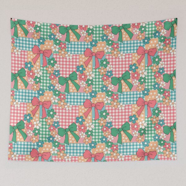 Item preview, Christmas Coquette Bow Floral Patchwork designed and sold by CreativeDraws42.