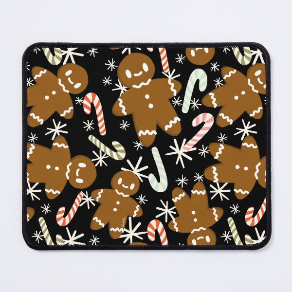 Item preview, Gingerbread men and candy canes black background designed and sold by studioaudrea.