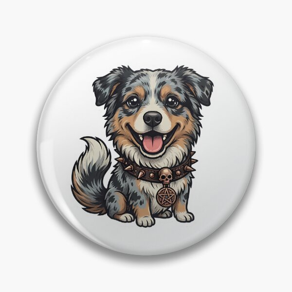Item preview, Gothic Australian Shepherd Spiked Collar Illustration designed and sold by BetweenForms.