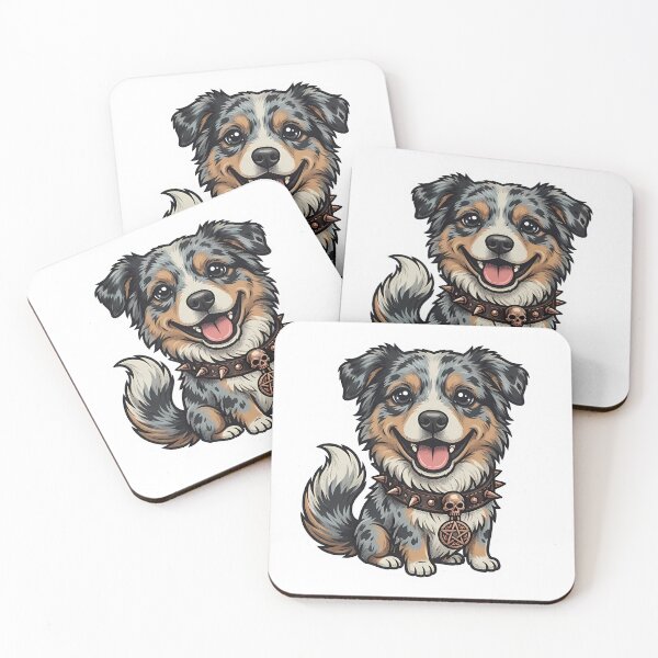Item preview, Gothic Australian Shepherd Spiked Collar Illustration designed and sold by BetweenForms.