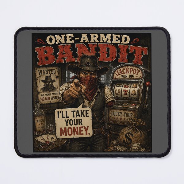 Item preview, One-Armed Bandit – Wild West Gambling Pun designed and sold by Hornace88studio.