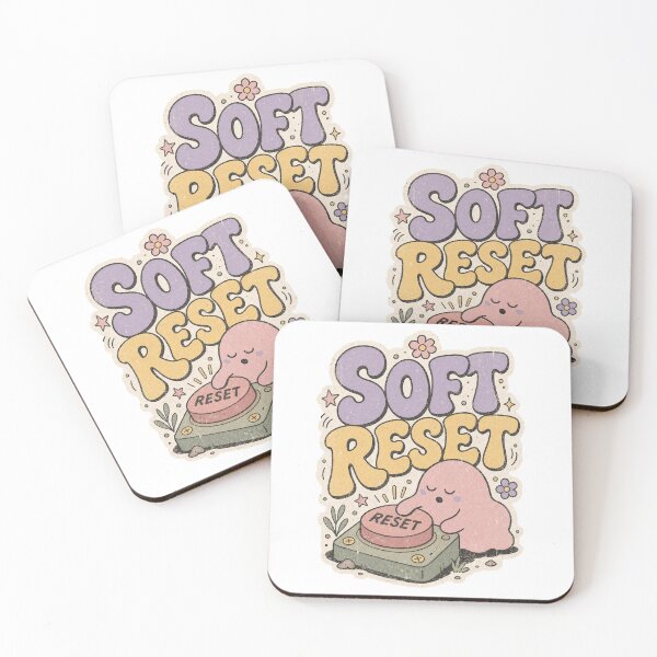 Item preview, Soft Reset Retro Groovy Design – Cute Character Pressing Reset Button designed and sold by lenalenspod.