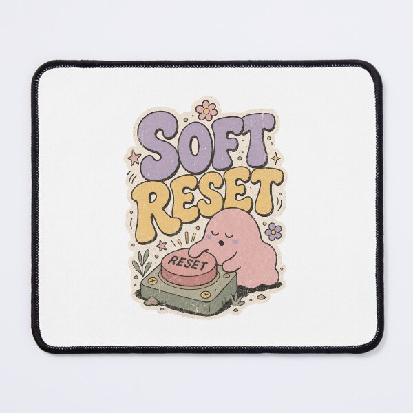 Item preview, Soft Reset Retro Groovy Design – Cute Character Pressing Reset Button designed and sold by lenalenspod.