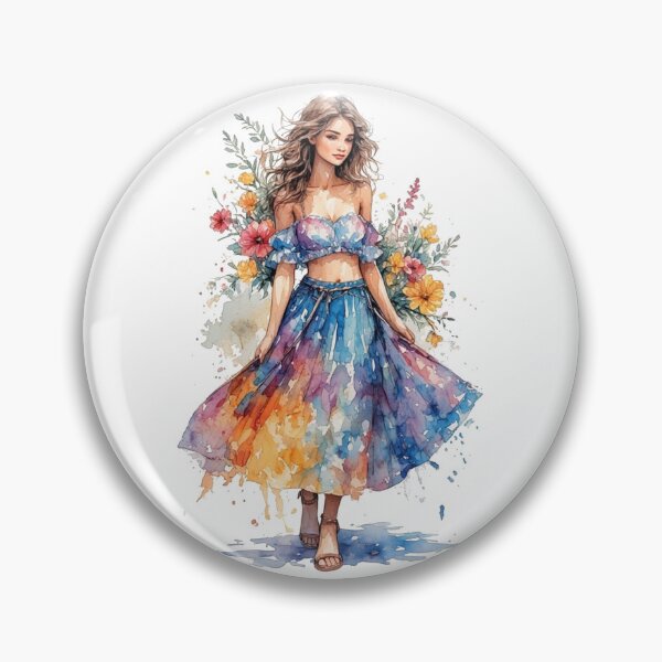 Item preview, Watercolor lady with flowers designed and sold by Navy67.