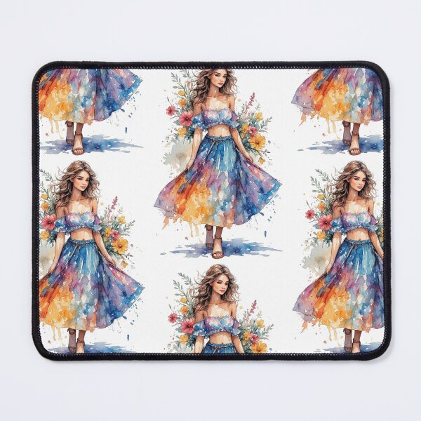 Item preview, Watercolor lady with flowers designed and sold by Navy67.