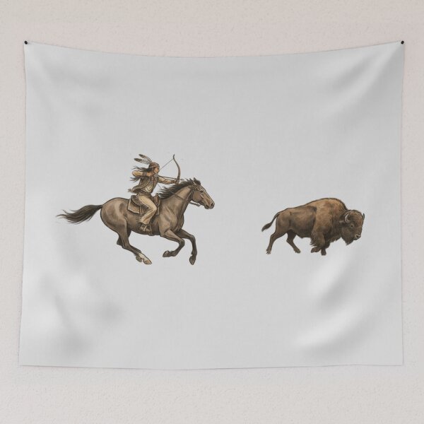 Item preview, native american hunter and a bison designed and sold by 123ks.