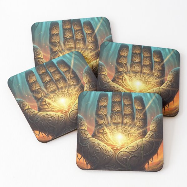 Item preview, Sacred Stone Hand - Mystic relic, Celtic runes and divine light in the forest designed and sold by NeyhineAngelionShop.