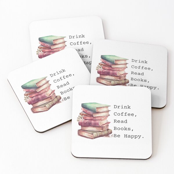 Item preview, "Cozy Watercolor Books and Coffee - Drink Read Be Happy" designed and sold by Lectorlandia.