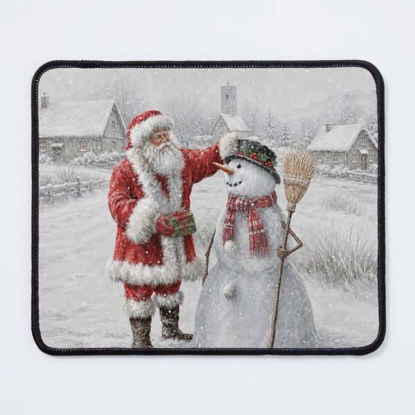Item preview, Vintage Santa & Snowman Christmas – Nostalgic Winter Village Art designed and sold by GSizzle1.
