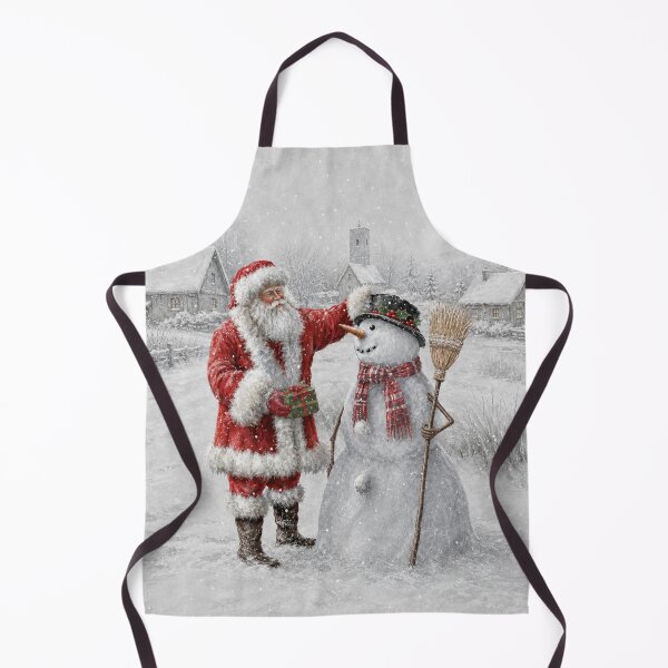 Item preview, Vintage Santa & Snowman Christmas – Nostalgic Winter Village Art designed and sold by GSizzle1.