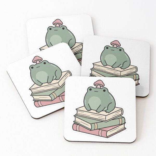 Item preview, Cute Frog Reading Books Cottagecore Aesthetic Sticker designed and sold by ViCats.