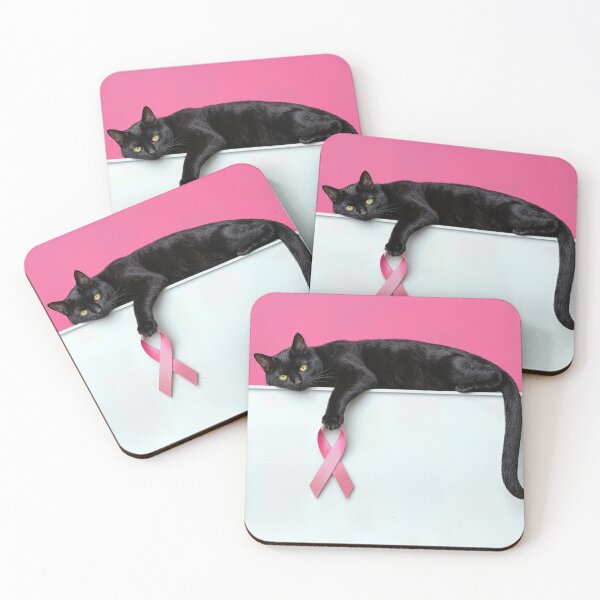 Item preview, Black Cat with a Pink Ribbon for Breast Cancer Awareness designed and sold by Maria Dryfhout.