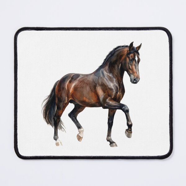 Item preview, Elegant Bay Horse Watercolor Illustration designed and sold by Rutvain.