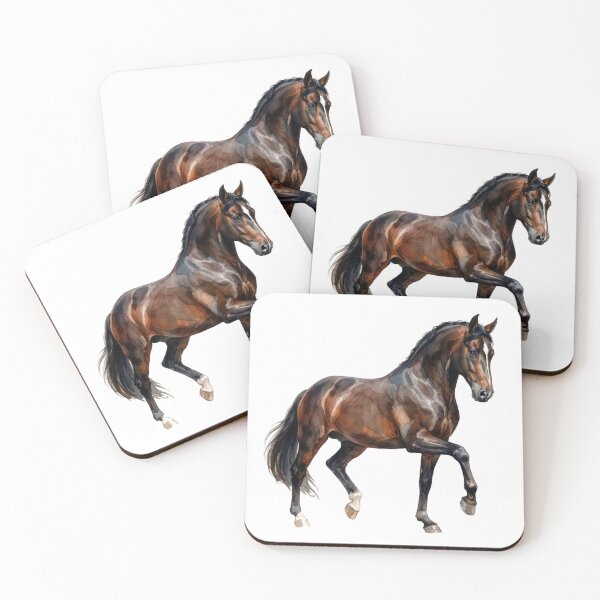 Item preview, Elegant Bay Horse Watercolor Illustration designed and sold by Rutvain.
