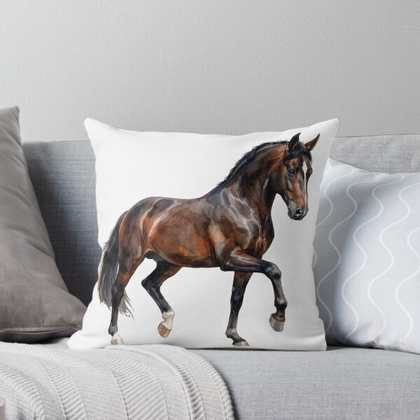 Item preview, Elegant Bay Horse Watercolor Illustration designed and sold by Rutvain.