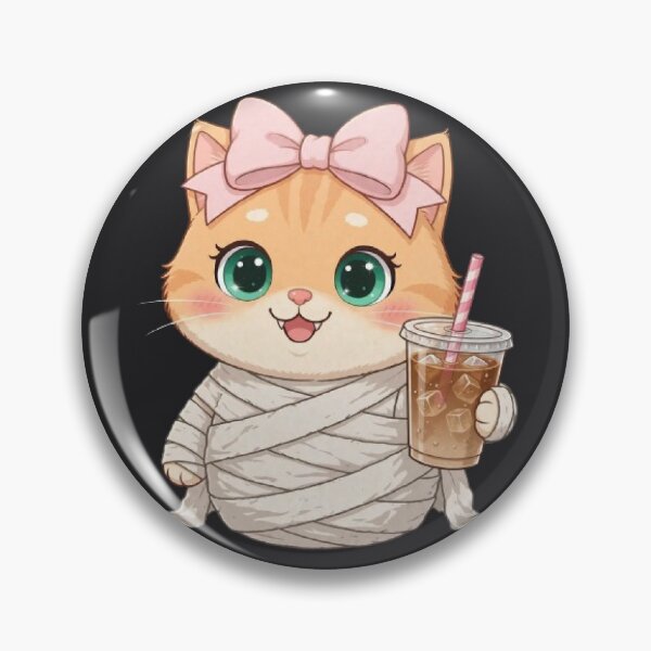 Item preview, Cute Mummy Cat Drinking Iced Coffee Halloween designed and sold by Moody Vibes Studio.