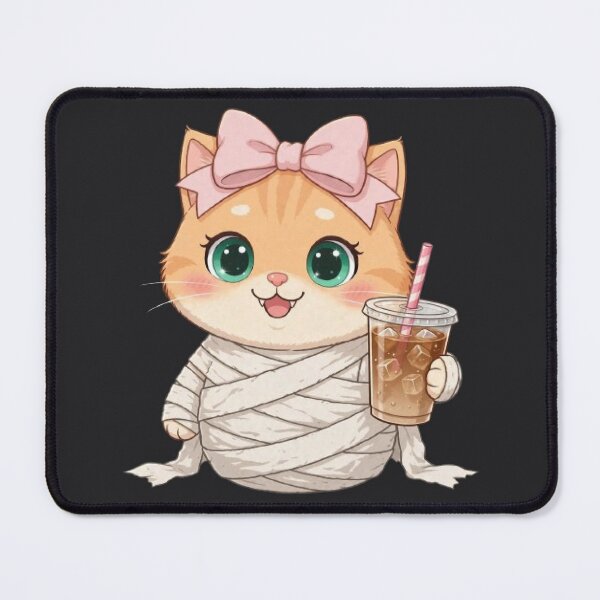 Item preview, Cute Mummy Cat Drinking Iced Coffee Halloween designed and sold by Moody Vibes Studio.