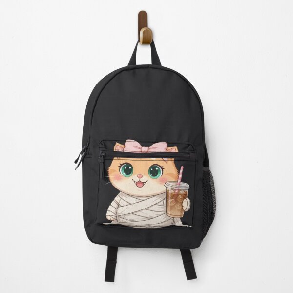 Item preview, Cute Mummy Cat Drinking Iced Coffee Halloween designed and sold by Moody Vibes Studio.
