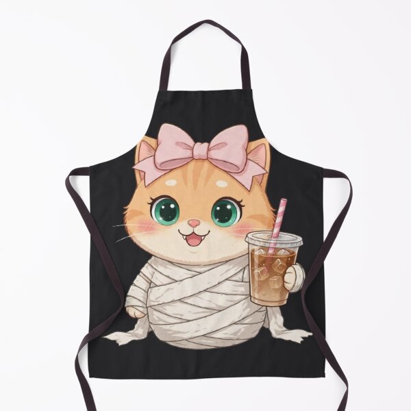 Item preview, Cute Mummy Cat Drinking Iced Coffee Halloween designed and sold by Moody Vibes Studio.
