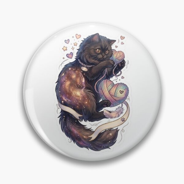 Item preview, Majestic Longhair Cat with Universe Fur and Yarn Heart designed and sold by PetalsPaws.