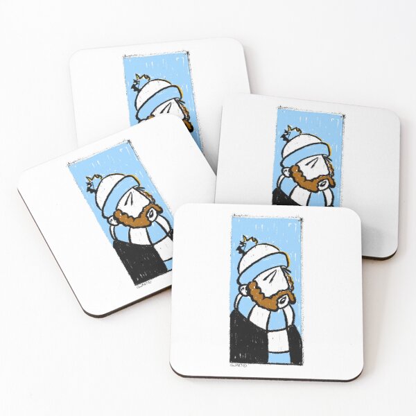 Item preview, Classic Football Fan Illustration | Footy Terrace Supporter | Sky Blue & White  Scarf designed and sold by GWARTGB.