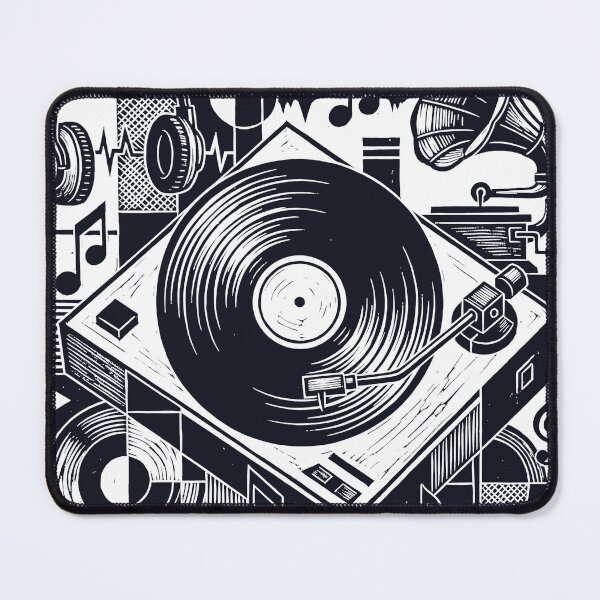 Item preview, Turntable Vinyl Record Player Woodcut Linocut Art designed and sold by KiwiRider.