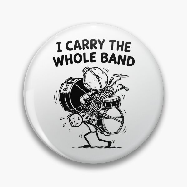 Item preview, I Carry The Whole Band - Cartoon Drummer Overloaded designed and sold by ThreadRiotTees.