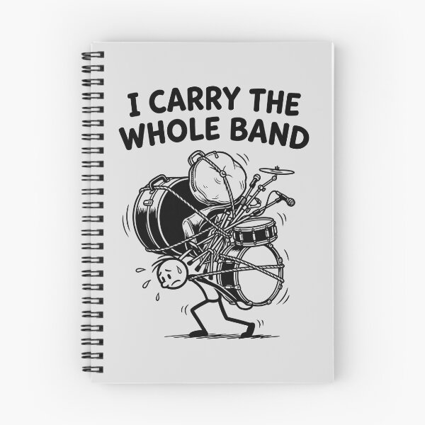 Item preview, I Carry The Whole Band - Cartoon Drummer Overloaded designed and sold by ThreadRiotTees.