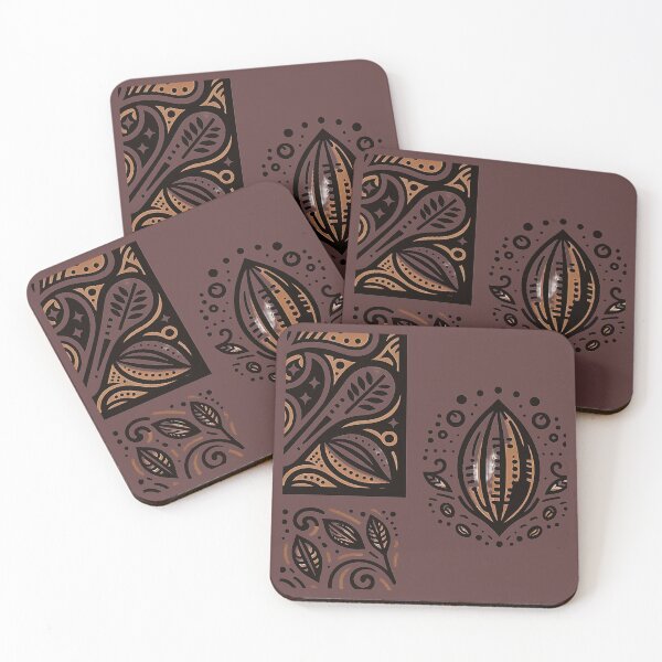 Item preview, Ornamental Cocoa Pod and Botanical Coffee Leaf Pattern Set  designed and sold by Creatby7030.